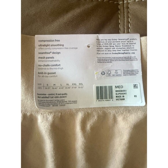 NWT Ladies’ Jockey Generation Seamfree Stretch Slipshorts (Cream, Medium) - Picture 7 of 7